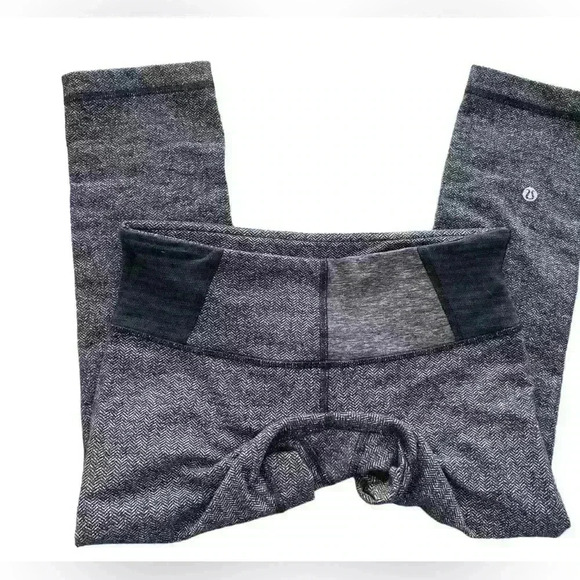 Lululemon Wunder Under Crop III Heathered Herringbone Heathered Black Black / Fa - Picture 3 of 8